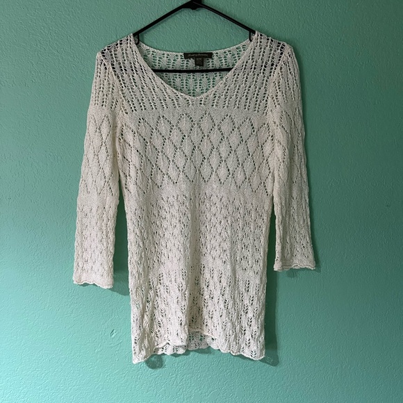 Tommy Bahama Tops - Tommy Bahama Cream Crochet Knit Tunic